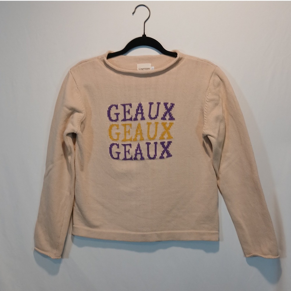 Velvet Fawn Lil lagniappe L 100% Cotton LSU Sweater Cozy Collegiate Rush Tiger